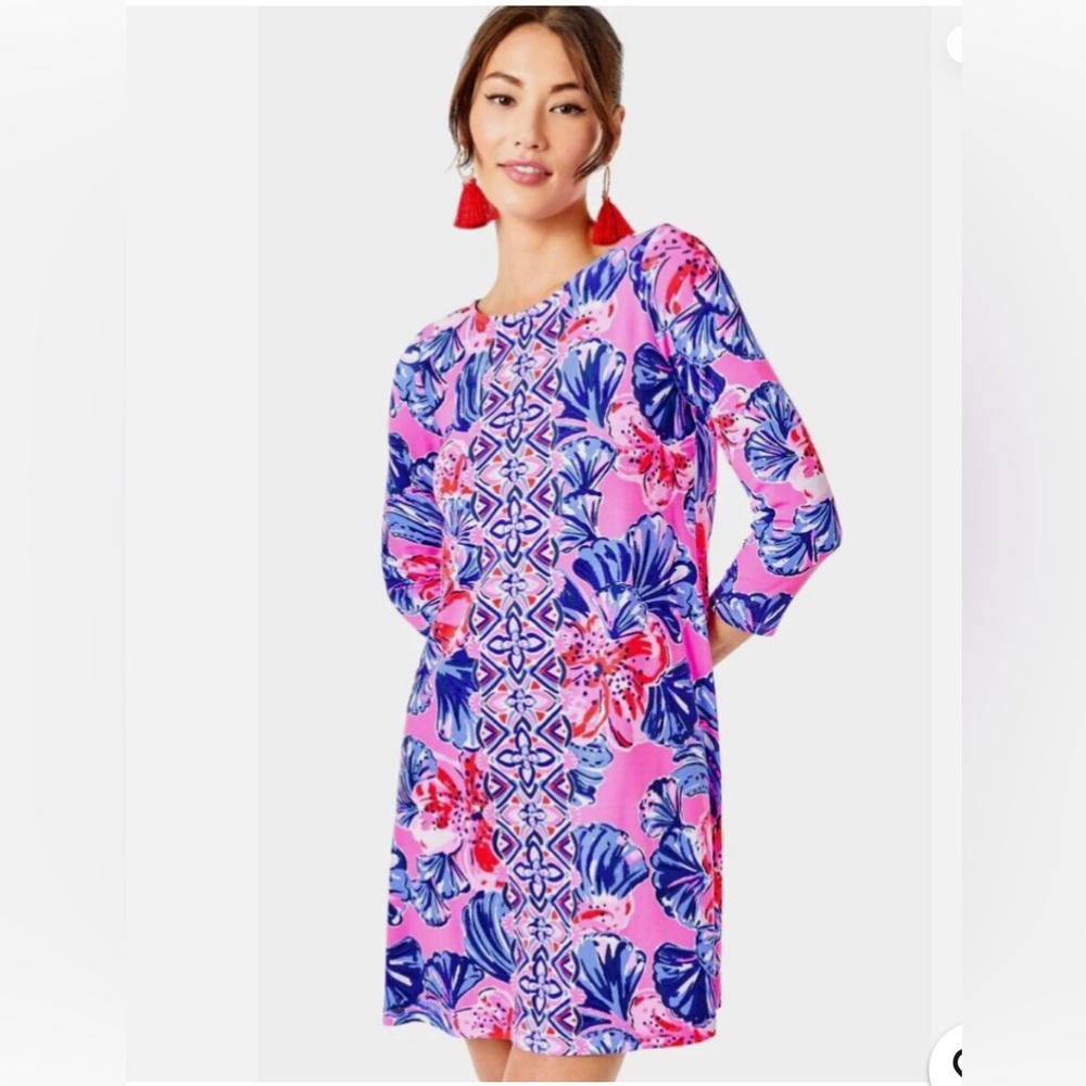 Lilly Pulitzer Ophelia swing dress Plumeria Pink In A Holidaze xs